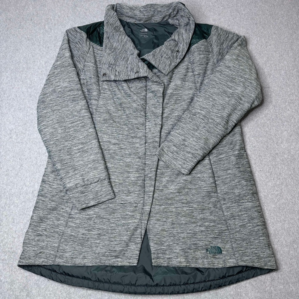 The North Face‎ Women's Long Pseudio Cowlneck Full Zip Green Coat Size XL